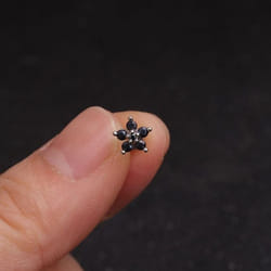 1 Piece Stainless Steel Crystal Stud Earrings For Women Helix Flowers Ear Bone Stud - black