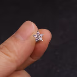1 Piece Stainless Steel Crystal Stud Earrings For Women Helix Flowers Ear Bone Stud - silver