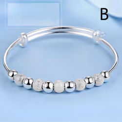 Women's Transfer Bead Bracelet Silver Plated Bronze Lucky Fashion Jewelry - B