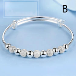 Women&apos;s Transfer Bead Bracelet Silver Plated Bronze Lucky Fashion Jewelry - B