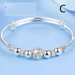 Women&apos;s Transfer Bead Bracelet Silver Plated Bronze Lucky Fashion Jewelry - B
