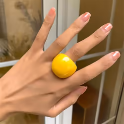Fashion Candy Color Acrylic Ring Exaggerated Geometric Ring Hand Jewelry Women&apos;s Accessories - Yellow