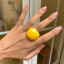 Fashion Candy Color Acrylic Ring Exaggerated Geometric Ring Hand Jewelry Women&apos;s Accessories - Yellow