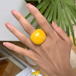 Fashion Candy Color Acrylic Ring Exaggerated Geometric Ring Hand Jewelry Women&apos;s Accessories - Yellow