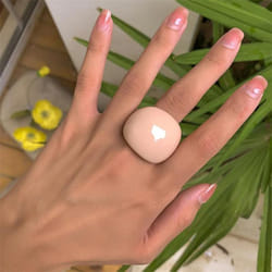 Fashion Candy Color Acrylic Ring Exaggerated Geometric Ring Hand Jewelry Women&apos;s Accessories - Pink