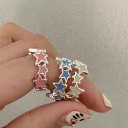 Fashion Colorful Enamel Star Rings For Women Girls Cool Sweet Star Opening Ring Party Gifts Jewelry - Pink