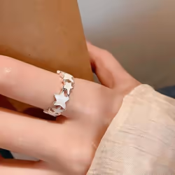 Fashion Colorful Enamel Star Rings For Women Girls Cool Sweet Star Opening Ring Party Gifts Jewelry - White