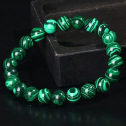 Malachite Bracelets Women Men Natural Stone Beads Bracelet Round Diabetes Relief Bracelet Lucky Jewelry Gift - malachite