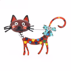 Lovely Cat Brooches 2-color Enamel Pet Animal Party Casual Brooch Pins For Women Men Gifts - Red