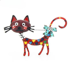 Lovely Cat Brooches 2-color Enamel Pet Animal Party Casual Brooch Pins For Women Men Gifts - Red