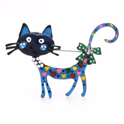 Lovely Cat Brooches 2-color Enamel Pet Animal Party Casual Brooch Pins For Women Men Gifts - Red