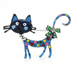 Lovely Cat Brooches 2-color Enamel Pet Animal Party Casual Brooch Pins For Women Men Gifts - Blue