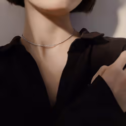 Simple Silver Color Choker Necklace Casual Necklace For Women - 40cm