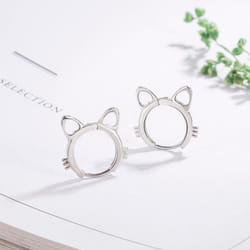 Anenjery Korean Simple Hollow Cat Earrings Temperament Animal Earrings Temperament Jewelry Gift Wholesale - silver