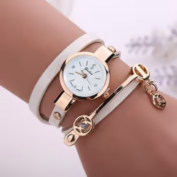 Fashion Lady Dress Leather Casual Women Bracelet Watch Gift - white