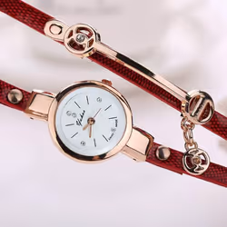 Fashion Lady Dress Leather Casual Women Bracelet Watch Gift - white