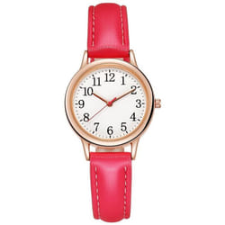 Ladies Watch / Elegant Leather Strap Quartz Watch / Casual / Fashion / Watch / Gift - red