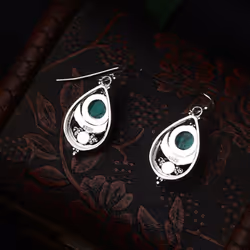 Vintage Fashion Jewelry Dangle Natural Gemstone Turquoise Earrings Hook 925 Silver