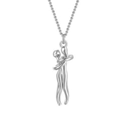 Hip Hop Embrace Couple Pendant Necklace Adjustable Length Him Her Hugging Pendant Necklace Anniversary Jewelry Valentine Day Gift - silver