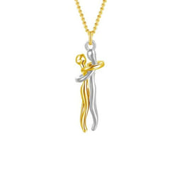 Hip Hop Embrace Couple Pendant Necklace Adjustable Length Him Her Hugging Pendant Necklace Anniversary Jewelry Valentine Day Gift - golden