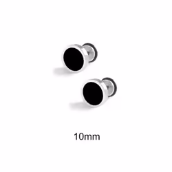 Solid Color Hip Hop Earring Korean Style Fashion Stud Earring Round Black Stud Earrings  Gift - 10mm