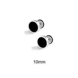 Solid Color Hip Hop Earring Korean Style Fashion Stud Earring Round Black Stud Earrings  Gift - 10mm