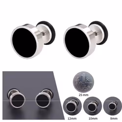 Solid Color Hip Hop Earring Korean Style Fashion Stud Earring Round Black Stud Earrings  Gift - 10mm