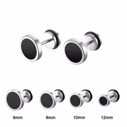 Solid Color Hip Hop Earring Korean Style Fashion Stud Earring Round Black Stud Earrings  Gift - 10mm