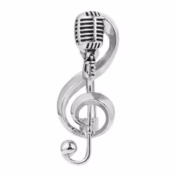 Pin Jewelry Accessories Badge Pin Brooches Pin Music Note Brooch Microphone Brooches Enamel Pin - silver