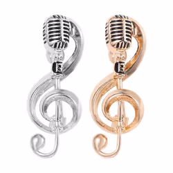 Pin Jewelry Accessories Badge Pin Brooches Pin Music Note Brooch Microphone Brooches Enamel Pin - silver