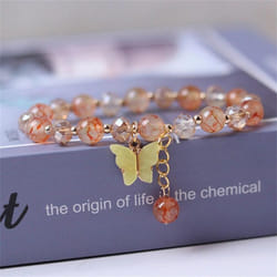 Fashion Butterfly Beaded Bracelets For Women Girls Imitation Jade Bohemian Charm Bracelet Wrist Jewelry - yellow