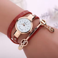 Fashion Lady Dress Leather Casual Women Bracelet Watch Gift - red