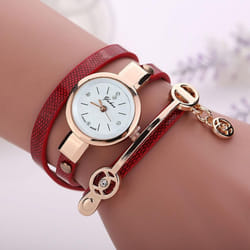 Fashion Lady Dress Leather Casual Women Bracelet Watch Gift - red