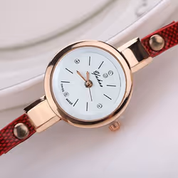 Fashion Lady Dress Leather Casual Women Bracelet Watch Gift - red