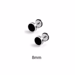 Solid Color Hip Hop Earring Korean Style Fashion Stud Earring Round Black Stud Earrings Gift - 8mm