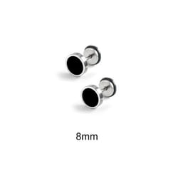 Solid Color Hip Hop Earring Korean Style Fashion Stud Earring Round Black Stud Earrings  Gift - 8mm