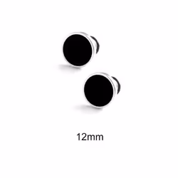 Solid Color Hip Hop Earring Korean Style Fashion Stud Earring Round Black Stud Earrings  Gift - 12mm