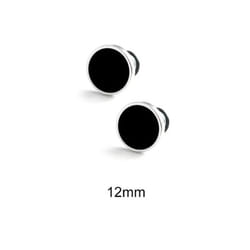 Solid Color Hip Hop Earring Korean Style Fashion Stud Earring Round Black Stud Earrings  Gift - 12mm
