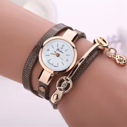 Fashion Lady Dress Leather Casual Women Bracelet Watch Gift - brown