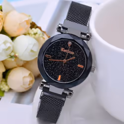 Ladies Stainless Steel Quartz Watch / Luxury / Fashion - black