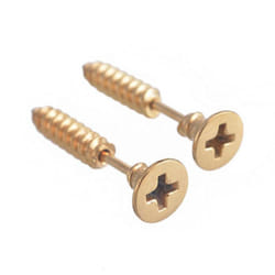 1 Pair Unisex Women Men Punk Stainless Steel Cross Screw Ear Studs Earrings - gold, 1pair