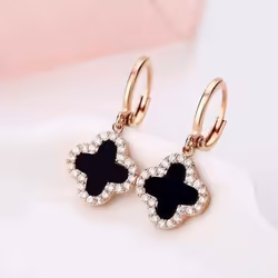High-grade Luxury Shiny Clover Earrings Earrings Net Red Earrings Temperament Ladies Four-leaf Clover Earrings - silver