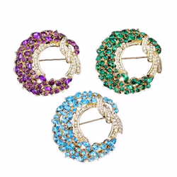 Women Fashion Elegant Luxury Moon Flower Brooch Pin - purple