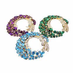 Women Fashion Elegant Luxury Moon Flower Brooch Pin - purple