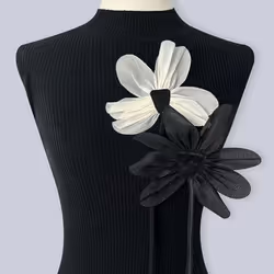 2pcs Handmade Collar Flower 13cm Lapel Pins Jewelry Accessories Flower Brooch Pins  Wedding Party - black
