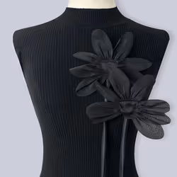 2pcs Handmade Collar Flower 13cm Lapel Pins Jewelry Accessories Flower Brooch Pins  Wedding Party - black