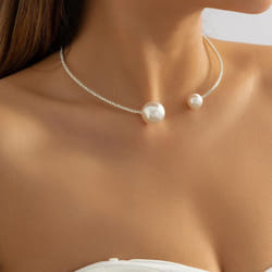 Chain Around The Neck For Women Goth Baroque Pearl Pendant Necklace For Women Vintage Irregular Open Collar Necklace Punk Aestheti - as the picture, 1