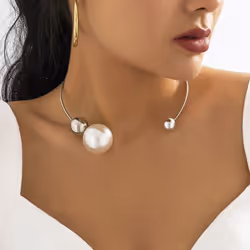 Chain Around The Neck For Women Goth Baroque Pearl Pendant Necklace For Women Vintage Irregular Open Collar Necklace Punk Aestheti - as the picture, 1
