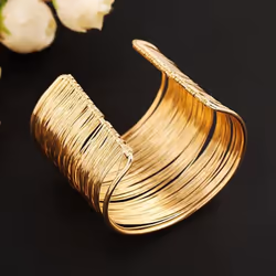 Fantastic Multilayer Metal Wires Strings Open Bangle Wide Cuff Bracelet - silver