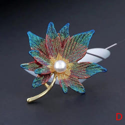 Maple Leaf Brooches Pin With Fake Pearl Women  Lapel Pin Girl  Decor - multicolor